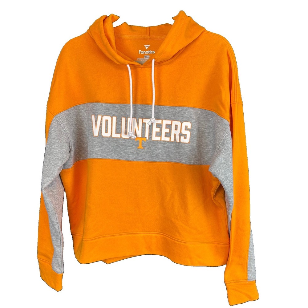 Fanatics Tennessee Volunteers Womens Orange Grey Colorblock Hoodie Large